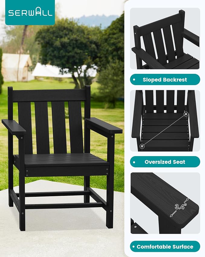 SEWRWALL Patio Furniture Set, HDPE Material All Weather Use Adirondack Chair Set - Image 6