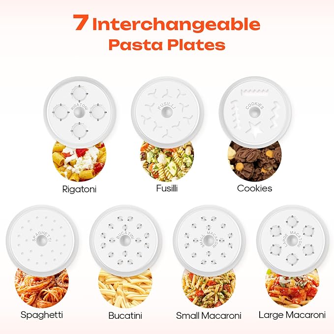 Gourmet Pasta Press Attachment for KitchenAid Stand Mixers, Pasta Attachment for Kitchen Aid Mixer Attachments with 7 Interchangeable Pasta Plates, Pasta Maker by HOZODO