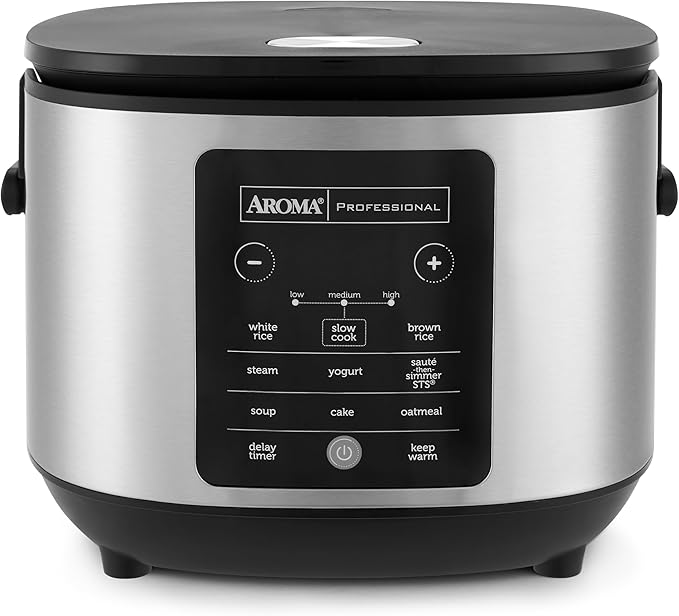 AROMA® 12-Cup (Cooked) Slow Cook Rice Cooker and Brown Rice Cooker with Lift-Out Pot Handles and Silicone Storage Lid — PFAS-Free CoreCoat™ Ceramic