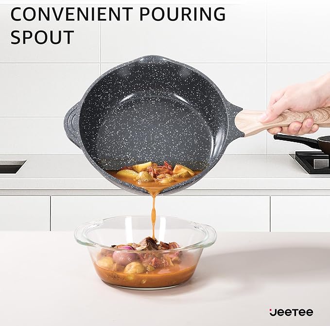 JEETEE 36Pcs Pots and Pans Set Non Stick, Cookware Set Non toxic Kitchen Healthy Induction Cooking Set W/Griddle, Sauté Pan, Baking Trays & Pancake Rake (PFOA, PFAS Free)