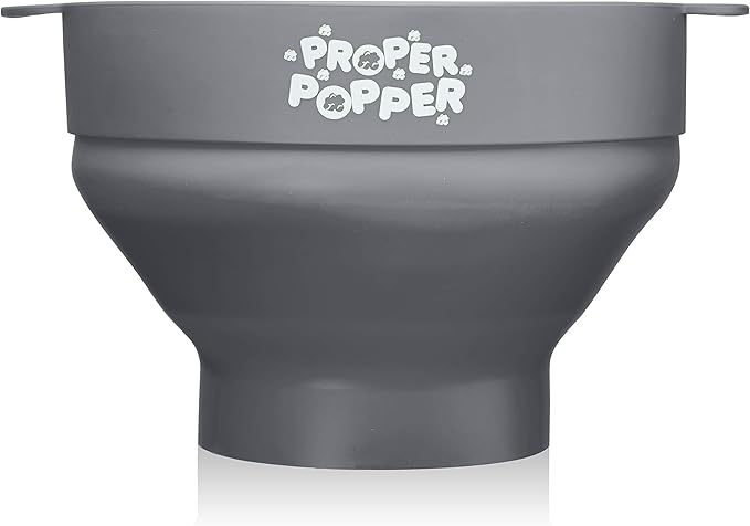 The Original Proper Popper Microwave Popcorn Popper, Silicone Popcorn Maker, Collapsible Bowl BPA Free & Dishwasher Safe - (Gray)