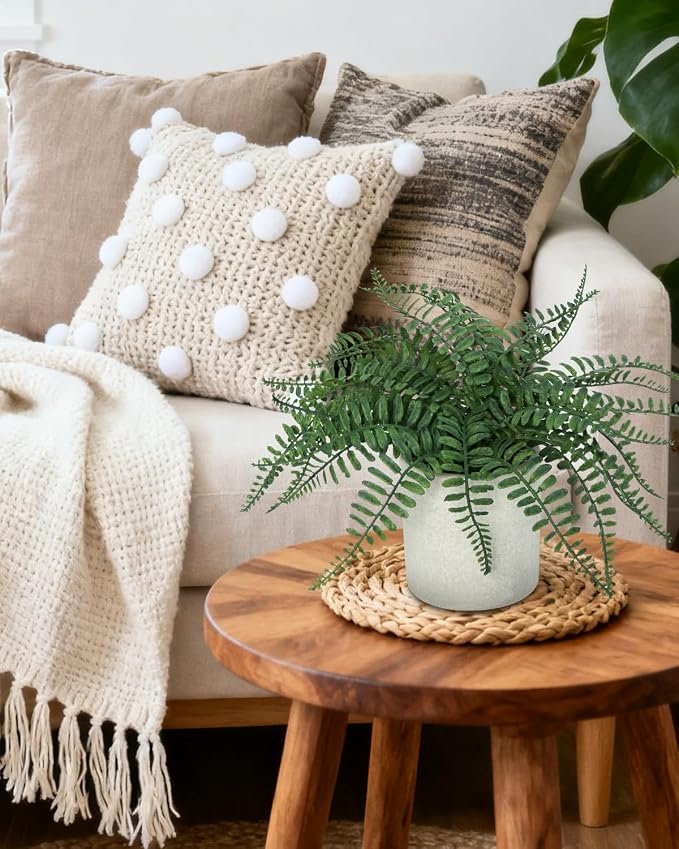 Coferset Fake Fern Small Fake Plant Fern Artificial Plants in Pot Realistic - Image 2