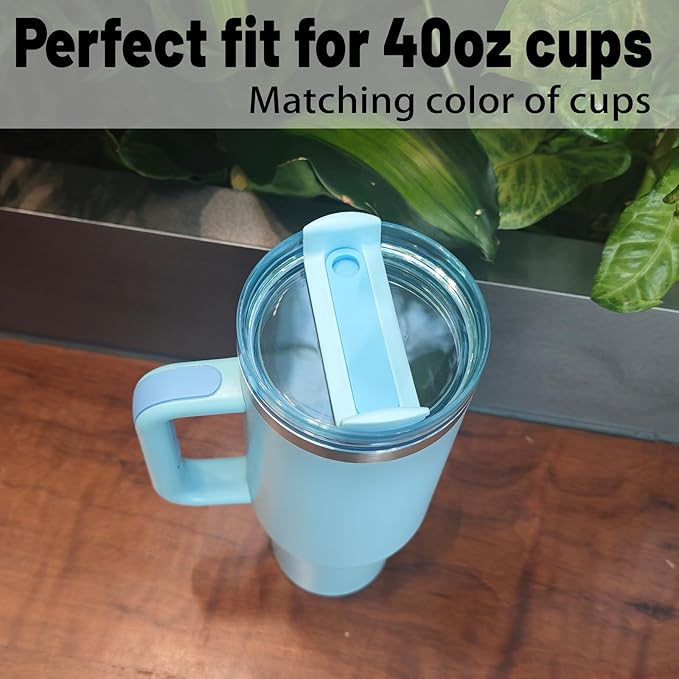 40 OZ Tumbler Lid Replacement Fit for Stanley Cup, 2 Pack Clear Replacement Lids Fit for Stanley Travel Tumbler, Spill Proof Tumbler Covers for Stanley Cup Accessories (Blue)