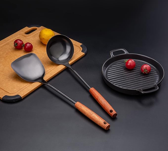 FJNATINH Spatula & Ladle Wok Tool Set, 14.2-15 inches Wok Utensils, Stainless Steel Wok Spatula