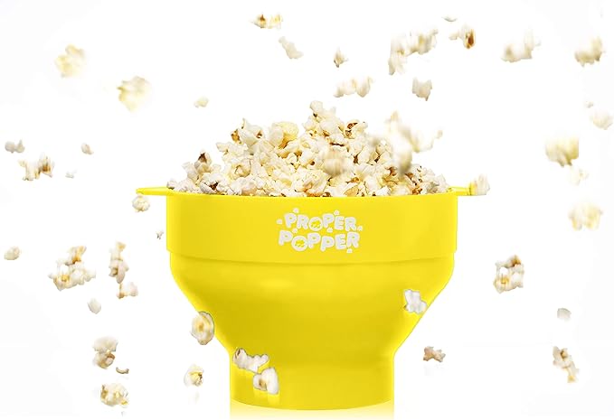 The Original Proper Popper Microwave Popcorn Popper, Silicone Popcorn Maker, Collapsible Bowl BPA Free & Dishwasher Safe - (Yellow)
