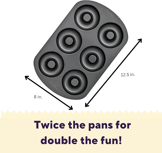 Wilton Gold Non-Stick 2 Piece Donut Pan Set, Stainless Steel Bakeware, Made without PFAS, Packaging May Vary