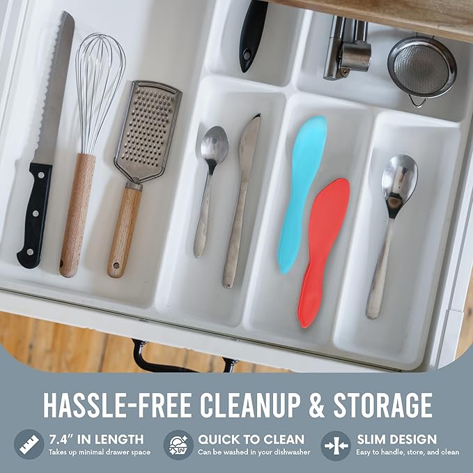 LINDEN SWEDEN 3-Pack Multipurpose Spreaders | Everyday Use Knives for Spreading | Small Spreader Knives | Dishwasher Safe Peanut Butter Jar Knife | Mess Free Butter Spreader | 3 Pack | Multicolored