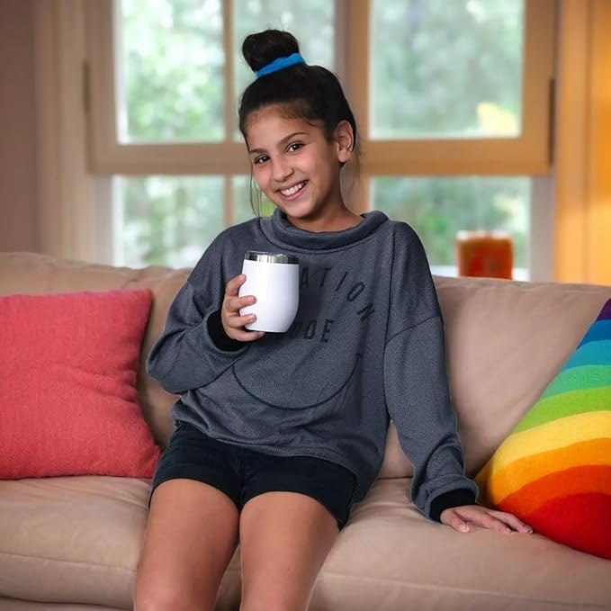 CHILLOUT LIFE 12 oz Stainless Steel Wine Tumblers 2 Pack - Double Wall Vacuum Insulated Wine Glasses Cups with Lids and Straws Set Keeping Cold & Hot for Coffee, Beer, Ice Cream - Powder Coated White