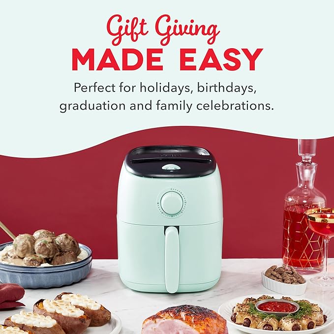 DASH Tasti-Crisp™ Electric Air Fryer Oven, 2.6 Qt., Red – Compact Air Fryer for Healthier Food in Minutes, Ideal for Small Spaces - Auto Shut Off, Analog, 1000-Watt