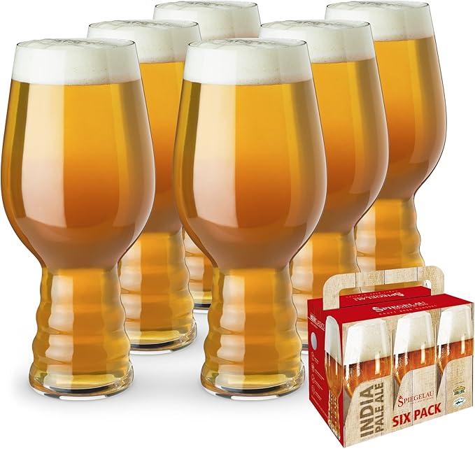 Spiegelau IPA Beer Glasses, European Made Drinking Glass for Craft Beers, Cocktails, Sodas, Iced Beverages, Smoothies, Milkshakes, Kitchen Glassware, Home Bar Accessories19.1 oz, Set of 6