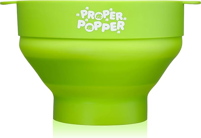 The Original Proper Popper Microwave Popcorn Popper, Silicone Popcorn Maker, Collapsible Bowl BPA Free & Dishwasher Safe - (Green)