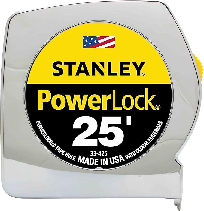 Stanley 33425 Powerlock II Power Return Rule, 1-Inch x 25ft, Chrome/Yellow