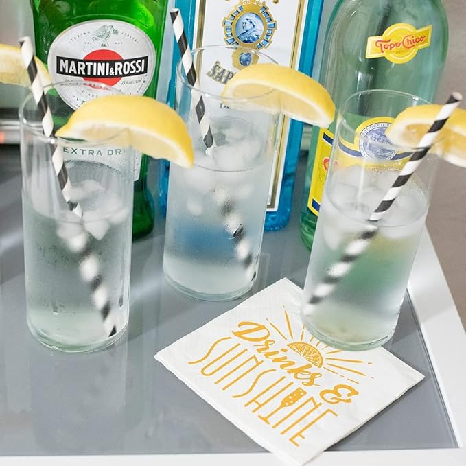 Twisted Wares - Funny Cocktail Napkins - DRINKS & SUNSHINE - Boutique Cocktail Napkins - Perfect for any Celebrations 5"X5" (20 Pack)