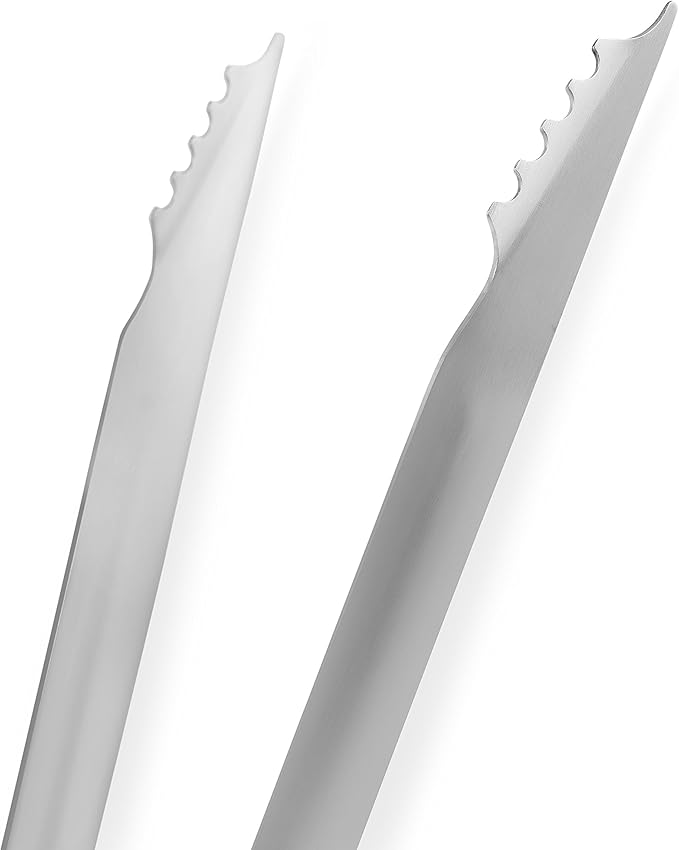 Internet's Best Stainless Steel Grilling Tongs - Serrated Meat Grabber - Long Handle - Comfort Grip - Smoker Charcoal Gas Electric Cooking Utensil