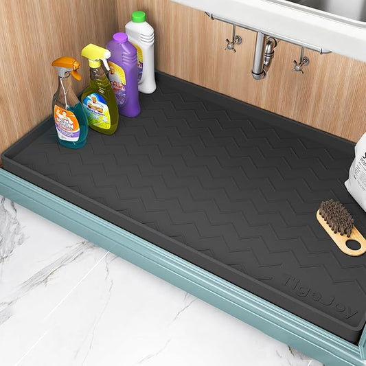TigeJoy 31" x 22" Under Sink Mats for Kitchen Waterproof, Leak-Proof Silicone Mat Sink Protector and Cabinet Liner, Kitchen Essentials Organizer and Storage, Boot or Shoe Tray, Pet Feeding Mat