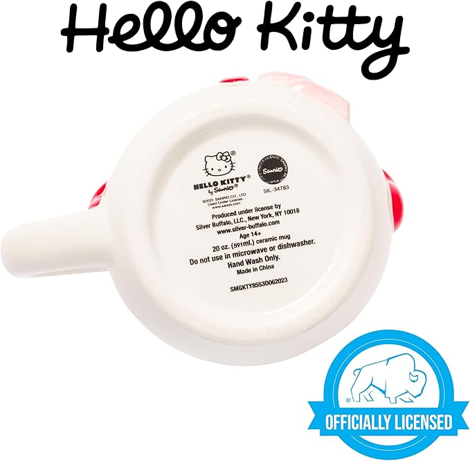 Silver Buffalo Sanrio Hello Kitty Christmas Holiday Snow Man Ceramic 3D Sculpted Mug, 20 Ounces