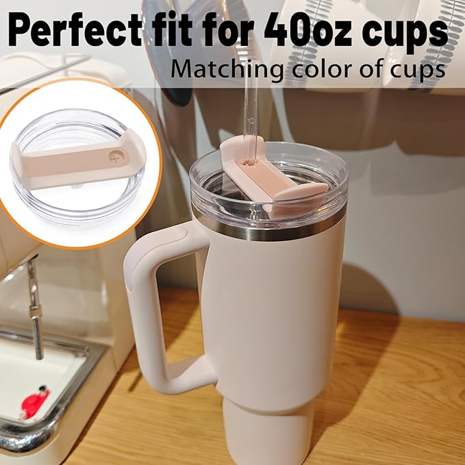 40 OZ Tumbler Lid Replacement Fit for Stanley Cup, 2 Pack Clear Replacement Lids Fit for Stanley Travel Tumbler, Spill Proof Tumbler Covers for Stanley Cup Accessories (Clear - Rose Quartz)