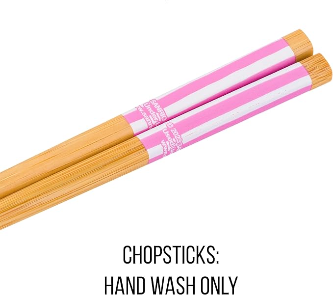 Silver Buffalo Sanrio Hello Kitty Pink Stripes Ceramic Ramen Bowl with Chopsticks, 20 Ounces
