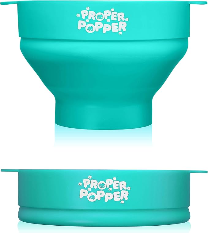The Original Proper Popper Microwave Popcorn Popper, Silicone Popcorn Maker, Collapsible Bowl BPA Free & Dishwasher Safe - (Aqua)