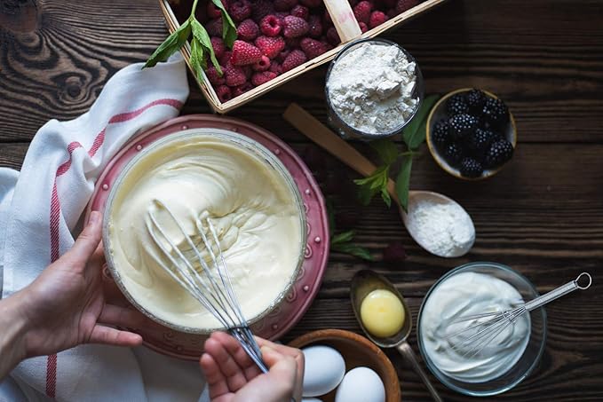 Whisks for Cooking Set, Stainless Steel Wisker for Baking, Blending, Rust-Proof Balloon Wire Whisker Egg Whisk Hand Mixers (8 in + 12 in, 2)