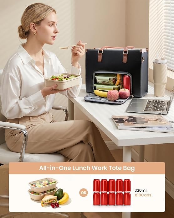LOVEVOOK Laptop Lunch Bag for Women 15.6 Inch, Waterproof Tote Purse - Image 3