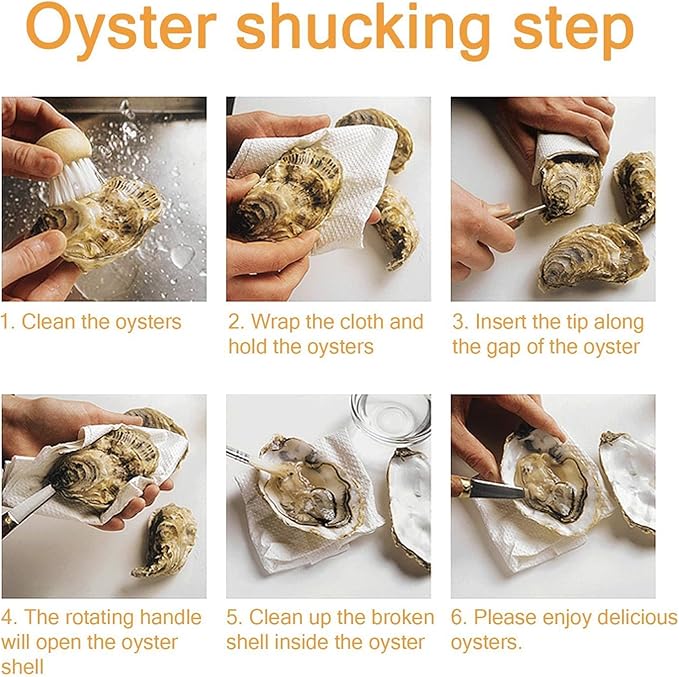SPEENSUN Oyster Shucking Knife - Not Easy to Break and Bend, More Secure with Gloves (2 Knife and 1 Glove L) - Best Oyster Shucking Set