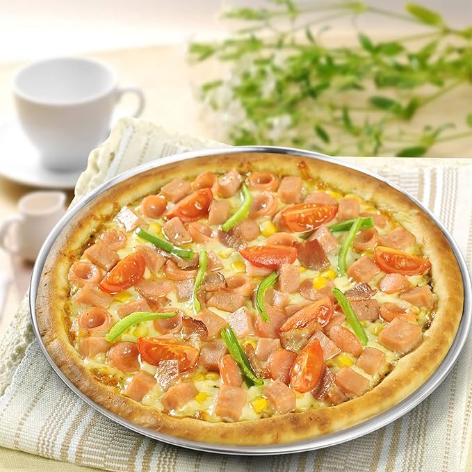 Deedro Pizza Tray - 12 Inch Stainless Steel Pizza Pan & Baking Sheet Crisper, Pack of 3