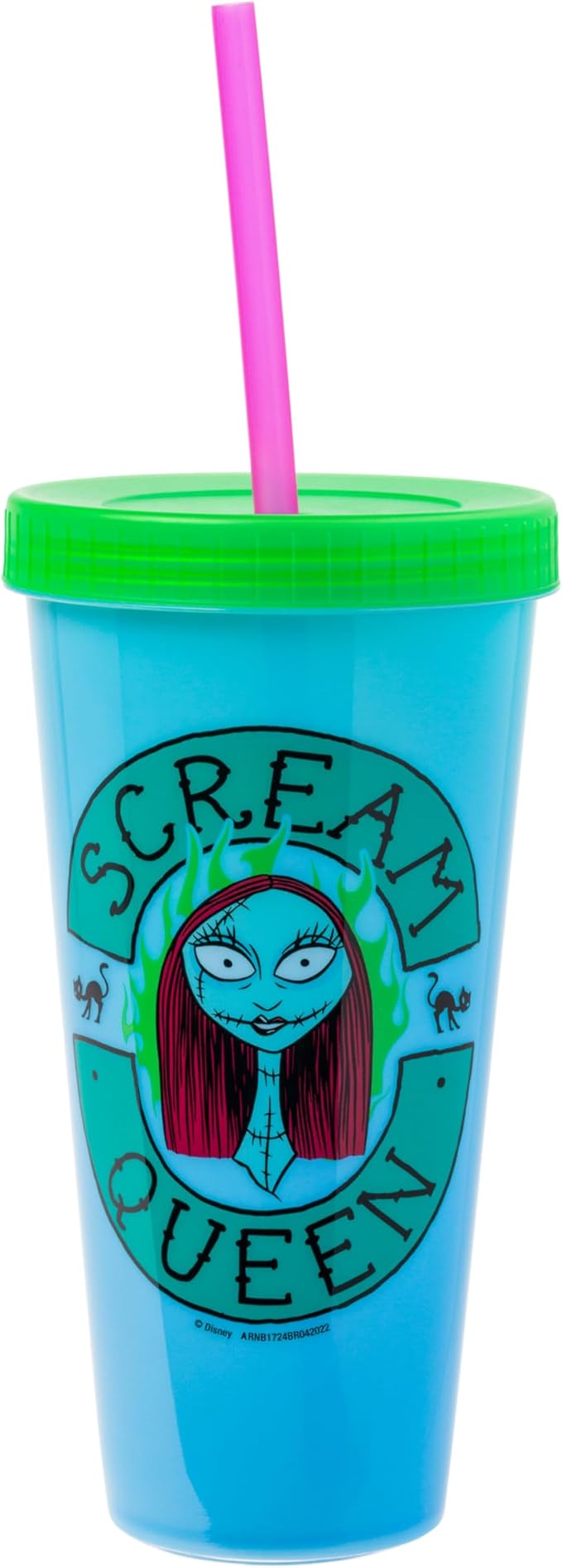 Silver Buffalo Disney The Nightmare Before Christmas 4 Pack Color Change Plastic Tumblers Featuring Jack Skellington, Sally, Oogie Boogie, and Zero, 24 Ounces