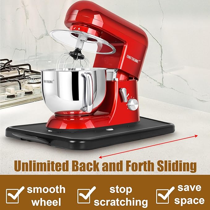 Kitchen Appliance Sliding Tray Coffee Maker Sliding Caddy with Rolling Wheels Under Cabinet Countertop Storage Organizer Moving Slider Extra Deep for Kitchenaid Stand Mixer Air Fryer Toaster Blender