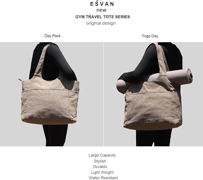 ESVAN Yoga Tote Bag Mat bag Women Shoulder Bags Carryall Tote - Image 5