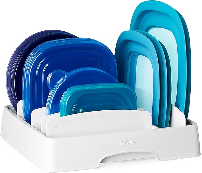 YouCopia StoraLid Adjustable Food Container Lid Organizer for Kitchen Cabinet Storage, Medium Classic Edition