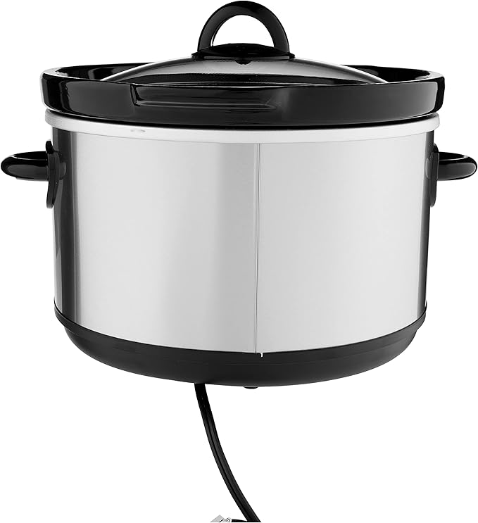 Crock-Pot 5-Quart Smudgeproof Round Manual Slow Cooker with Dipper Silver