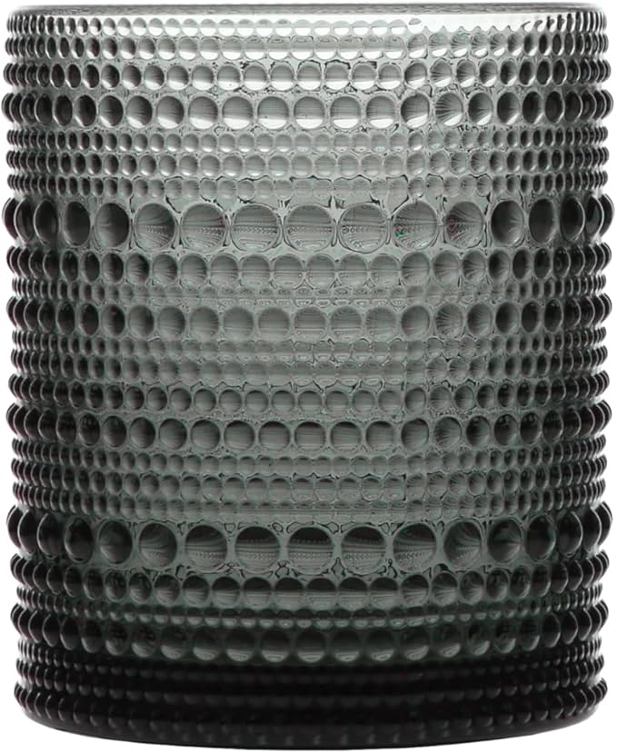 Fortessa Jupiter Beaded Hobnail Glass, 10 Ounce Double Old Fashioned (Set of 6), Storm