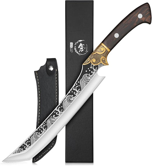 Purple Dragon Slicing Carving Knife – 8.86" Brisket Knife Razor Sharp Japanese Breaking Knives for Meat Cutting - Full Tang Design with Ergonomic Handle - Christmas Gift for Men and Women