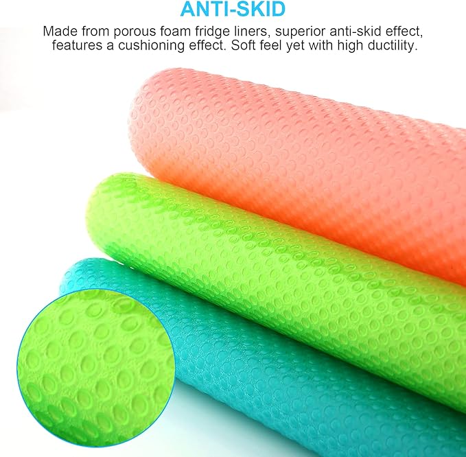 11 PCS Refrigerator Mats, EVA Refrigerator Liners for Shelves Washable Can Be Cut Fridge Shelf Liner Waterproof Fridge Pads Mat Drawer Table Placemats, Pink/3 Green/4 Blue/4