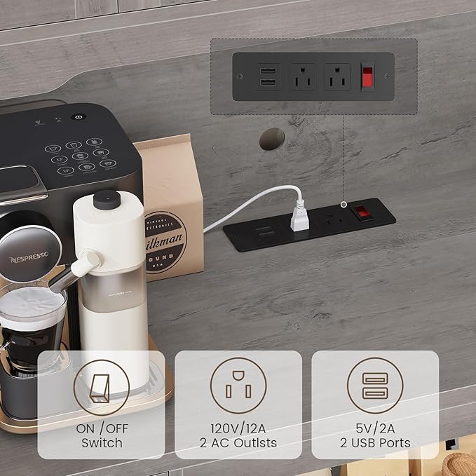 Itaar 71" Pantry Cabinet with Charging Station and LED Light, Kitchen Pantry Cabinet with Microwave Stand, 47.2" Wide Kitchen Storage Cabinets with Storage Cart 3 Tier for Dining Room, Grey