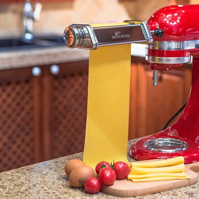 Pasta Roller Attachment for KitchenAid Stand Mixer, Stainless steel Pasta Roller Attachment with 8 Adjustable thickness knob by Gvode