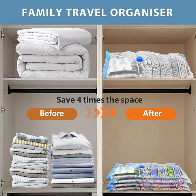 Vacuum Storage Bags for Travel with Electric Air Pump,15 Pack(3 Jumbo,3 Large,3 Medium,3 Small,3 Roll Up Bags) Double Zip Seal Space Saver Bag for Comforters,Clothes,Mattress,Blanket, Duvets