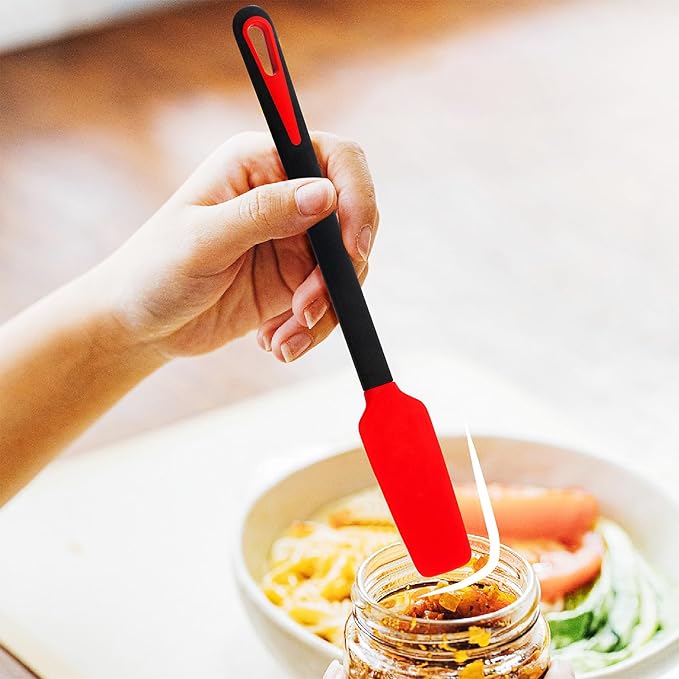 Maxjoy Silicone Spatula Set for Cooking Baking & Mixing, Heat Resistant Food Grade, 4 Pack Red and Black