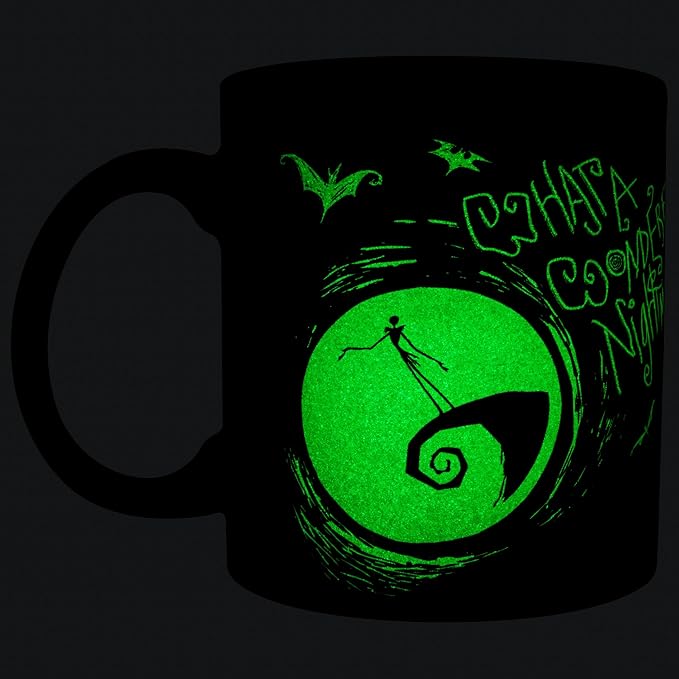Silver Buffalo Disney Tim Burton's The Nightmare Before Christmas Jack Skellington Face What a Wonderful Nightmare Glow in the Dark Ceramic Mug, 20 Ounces