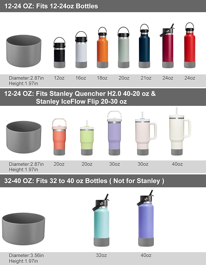 CHEETAH Protective Boot for Hydroflask Water Bottle 12oz - 40oz, BPA Free Bottom Silicone Sleeve Cover, Compatible with All Water Bottles with Bottom Width of 2.87-3.56in