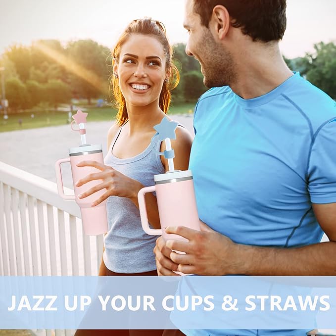 4Pcs Straw Covers Cap Toppers Compatible with Stanley 30&40 oz Tumbler Cups,Reusable Cute Silicone Straws Tips Lids Protectors for 0.4 in/10mm Stanleys Cup Accessories(4 PCS)