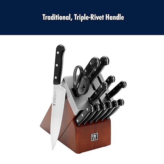HENCKELS Solution Razor-Sharp 14-pc Self Sharpening Knife Block Set, Chef Knife, Bread Knife, Steak Knife, German Engineered Informed by 100+ Years of Mastery
