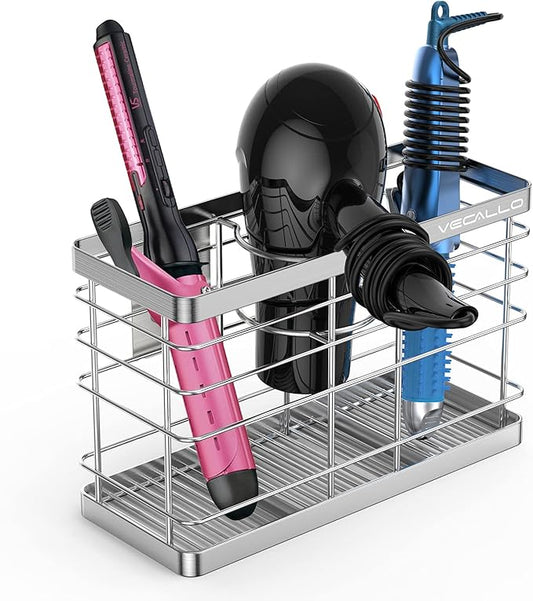 Hair Dryer Holder - Hair Tool Organizer Wall Mount/Adhesive Blow Dryer Holder/Curling iron holder Cabinet Door Bathroom Organizer for Hair Dryer, Curling Wands, Hair Straighteners