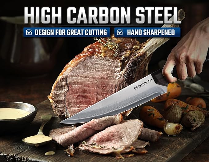 Dream Reach Boning Knife for Meat Cutting Japanese 6.7 inch High Carbon Steel Fillet Knife for Meat with Sheath-Razor Sharp for Kitchen Outdoor (Flow Series2), Christmas Gifts for Men