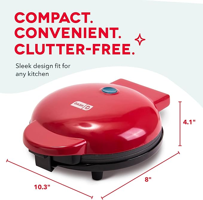 DASH 8” Express Electric Round Griddle for for Pancakes, Cookies, Burgers, Quesadillas, Eggs & other on the go Breakfast, Lunch & Snacks - Red