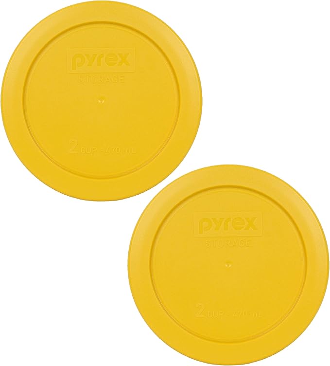 Pyrex 7200-PC 2-Cup Butter Yellow Food Storage Replacement Lid (2-Pack) - Made in USA