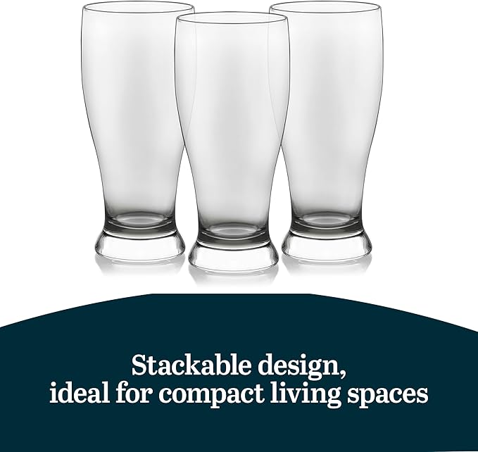 Libbey Classic Pub Beer Glasses Party Pack, Stackable, Modern Bar Glassware Set of 12, Large All Purpose Pint Beer Glasses for Stouts, Ales and More