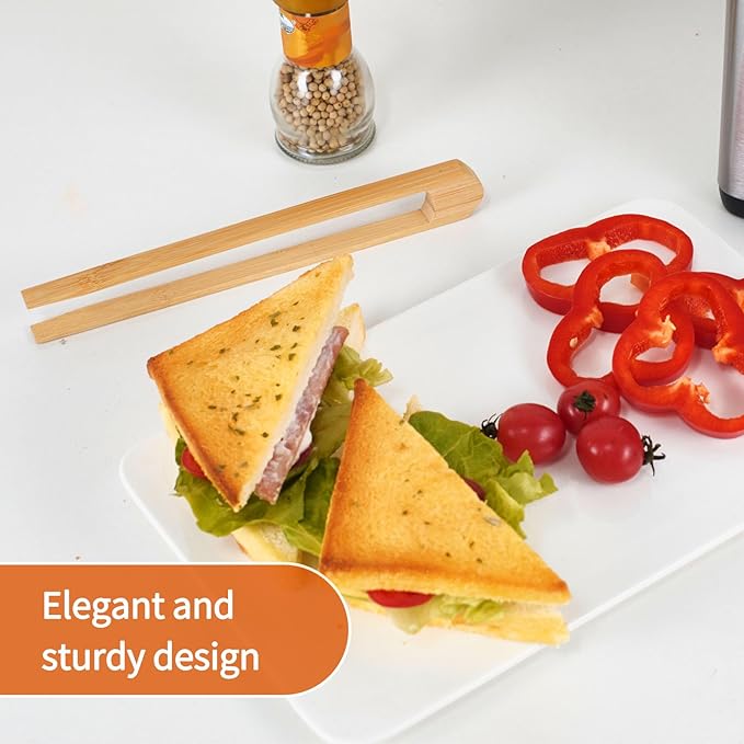 Jowmoy 1 Pieces With Magnet Natural Bamboo Toast Tongs, toast tongs, bamboo tongs,slip Design,for Toaster,Fruits, Bread & Pickles, Kitchen Utensil, Salad, Pasta, Grilling, BBQ.