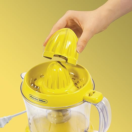 Proctor Silex Alex's Lemonade Stand Electric Citrus Juicer Machine and Squeezer, for Lemons, Limes and Oranges, 34 oz, Yellow (66331)